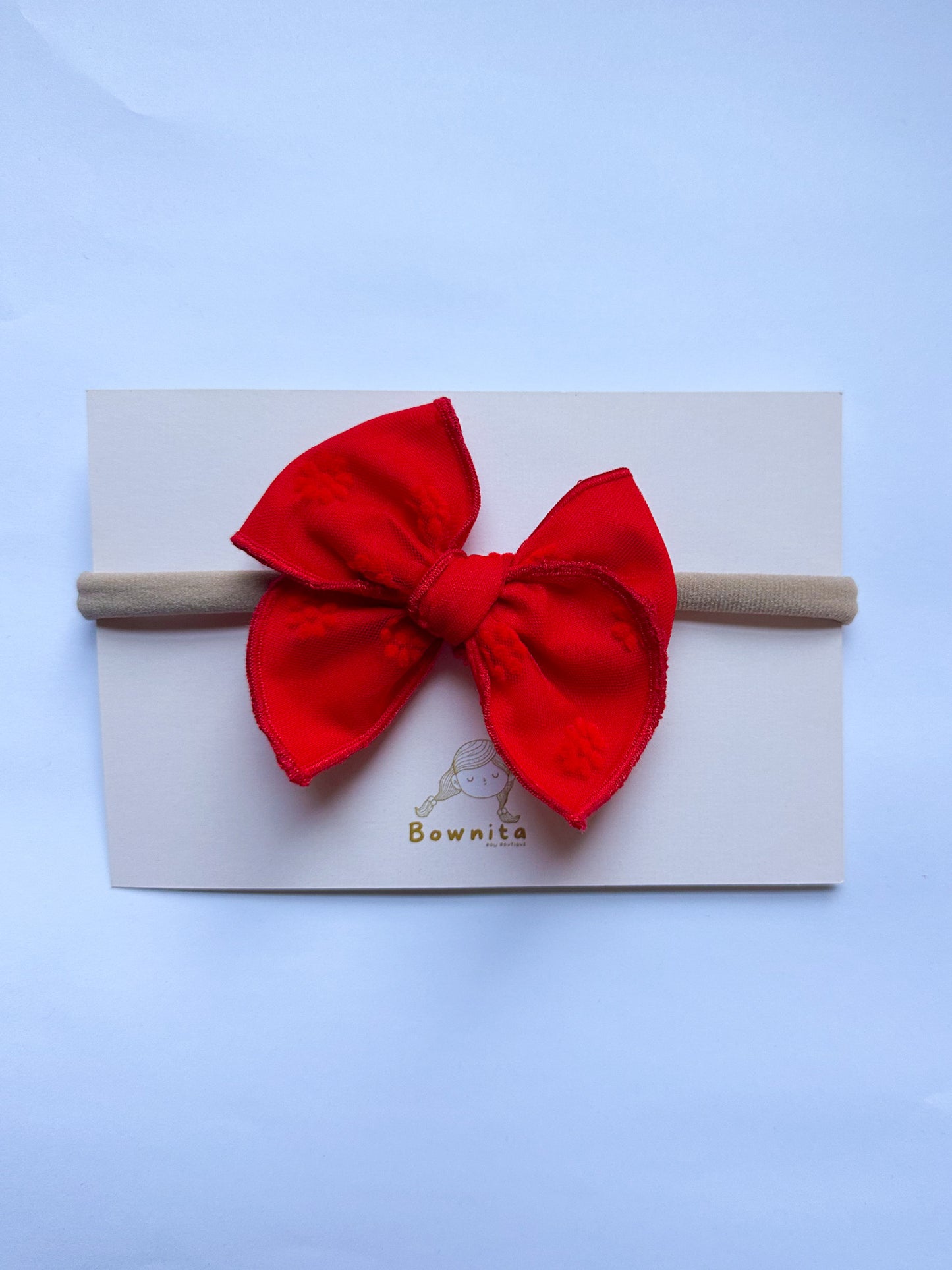 Red Floral Tulle Double Linned Baby Headband