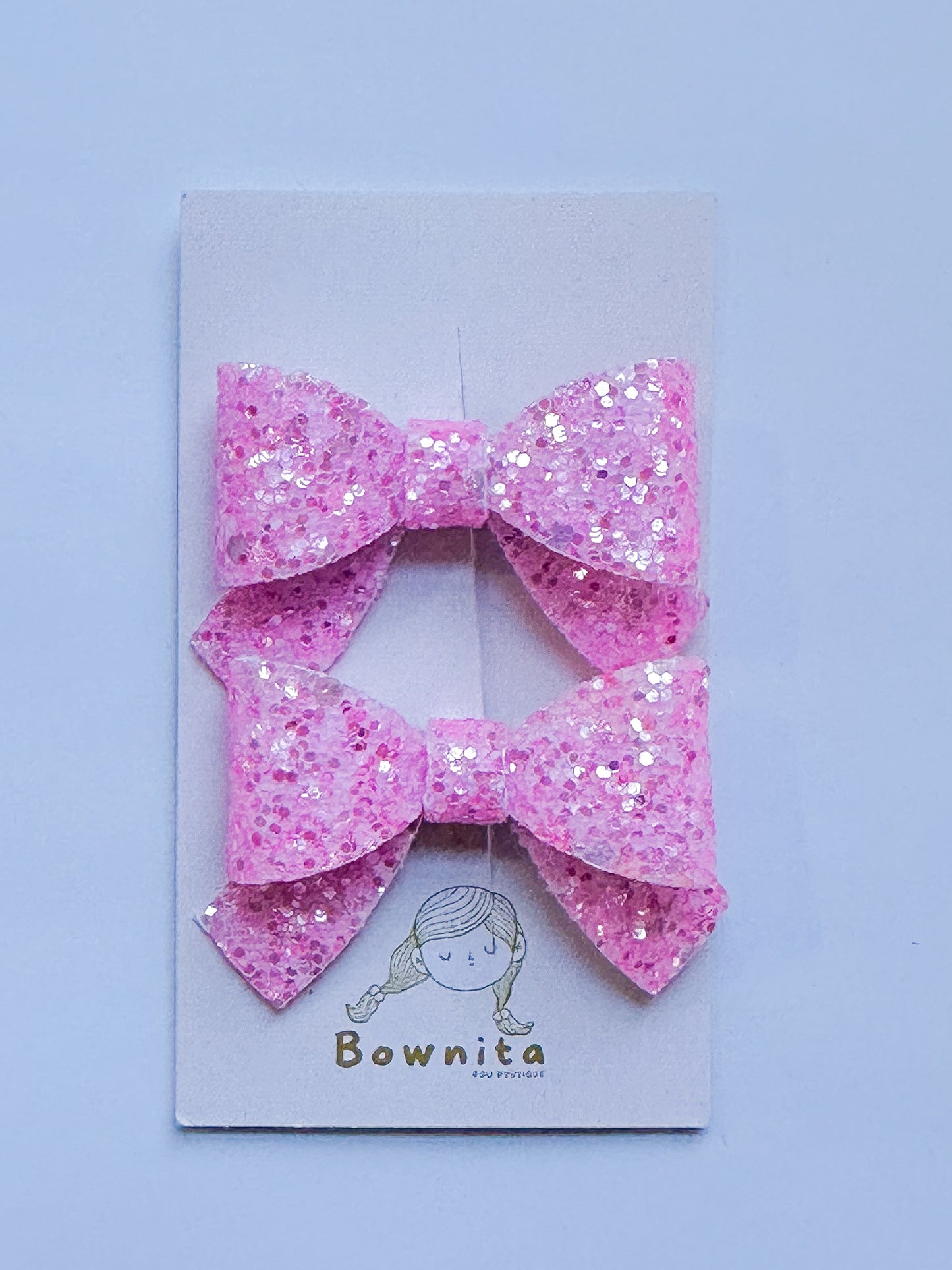 Hot Pink Glitter Mini Bow Set