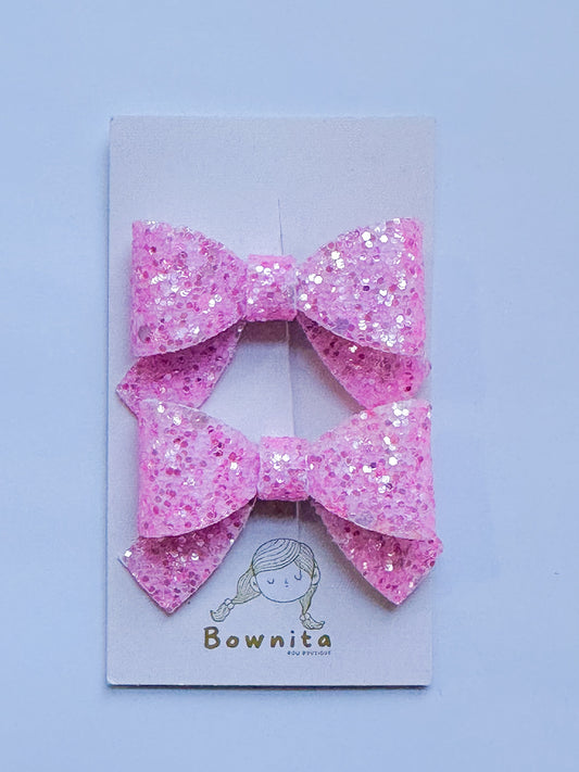Hot Pink Glitter Mini Bow Set