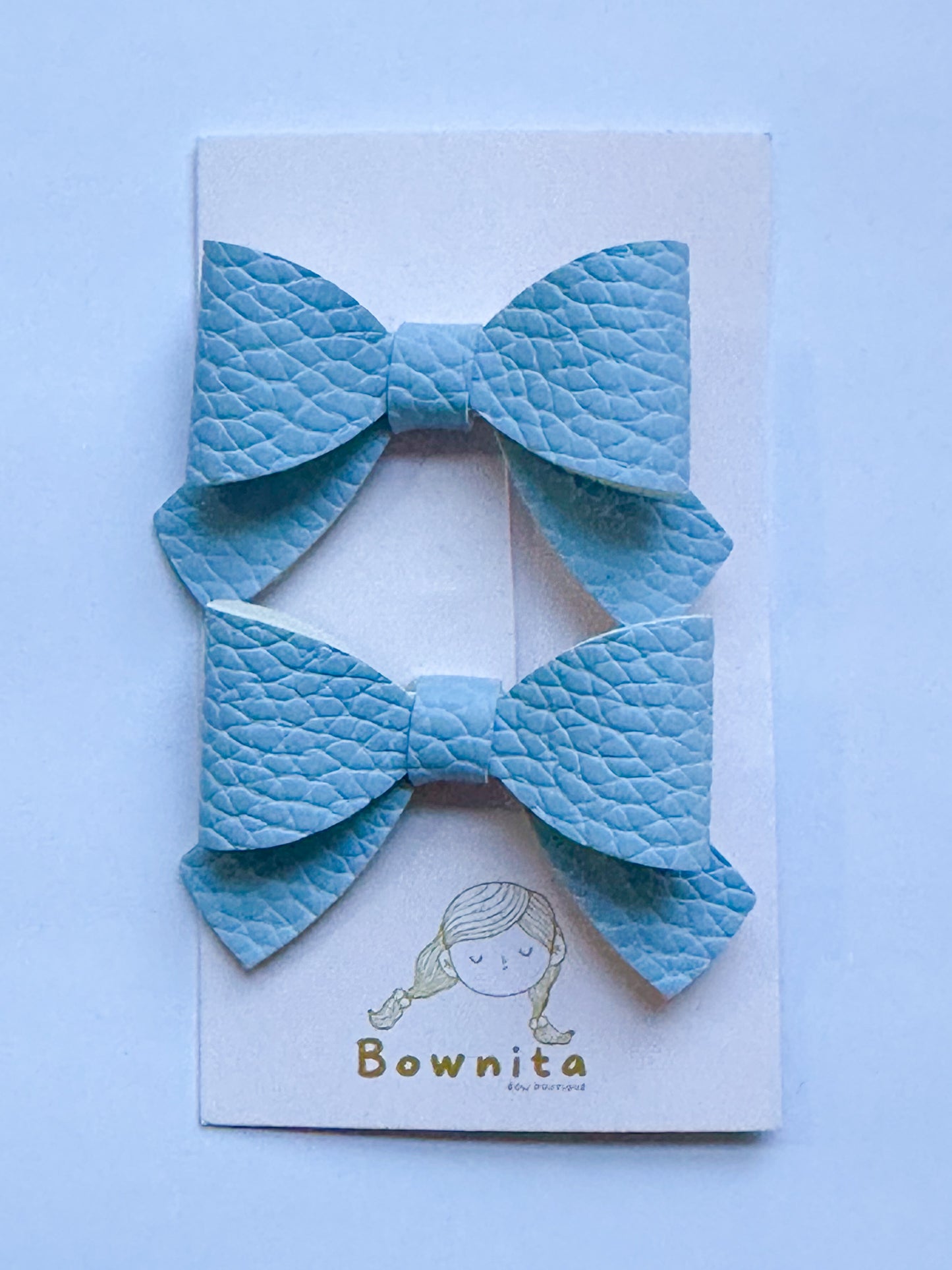 Baby Blues Litchi Matte Mini Bow Set