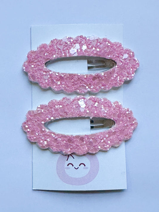 Salmon Pink Glitter Snap Clip