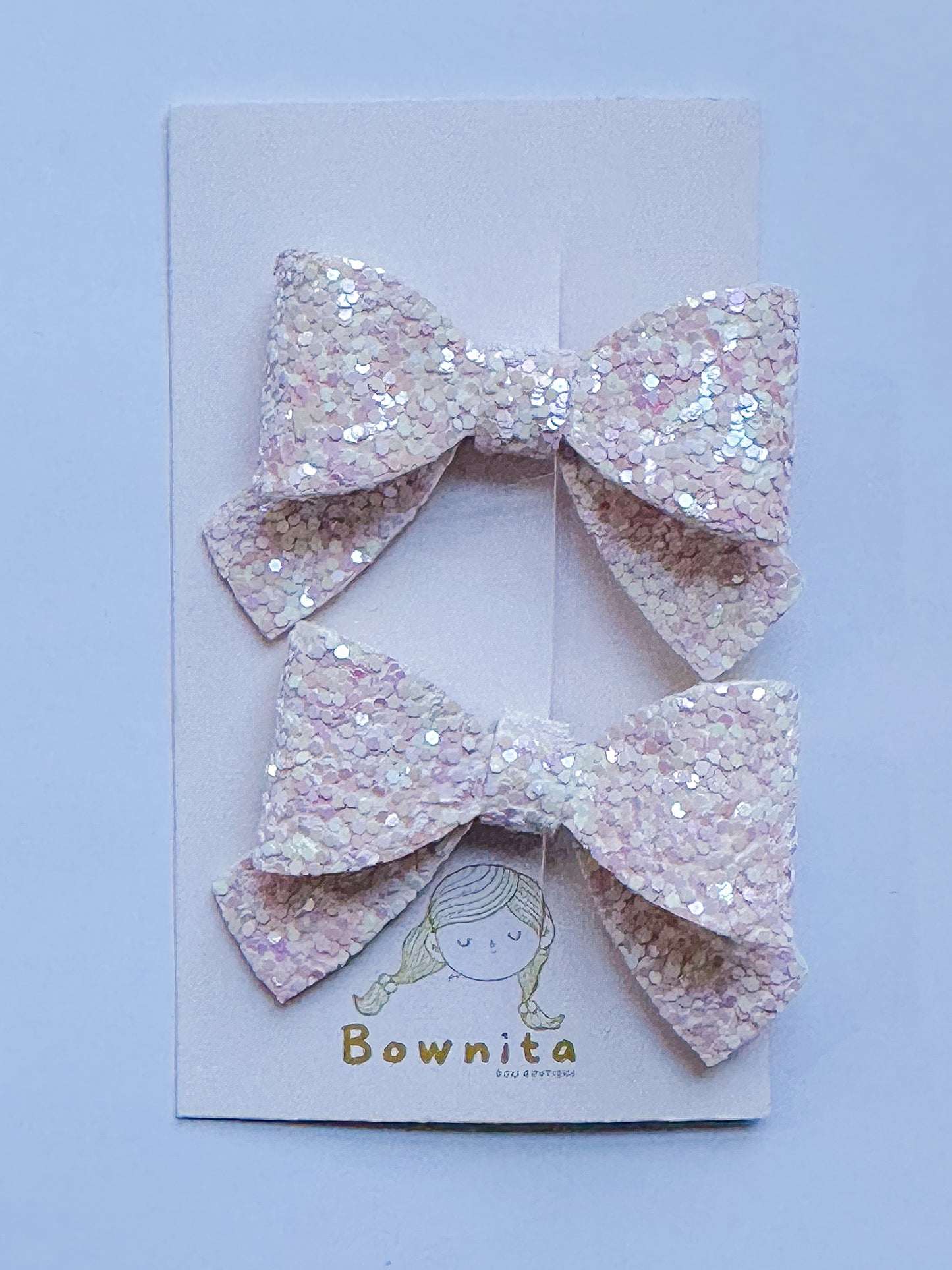 Soft Pink Glitter Mini Bow Set