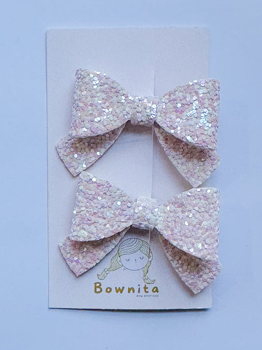 Soft Pink Glitter Mini Bow Set