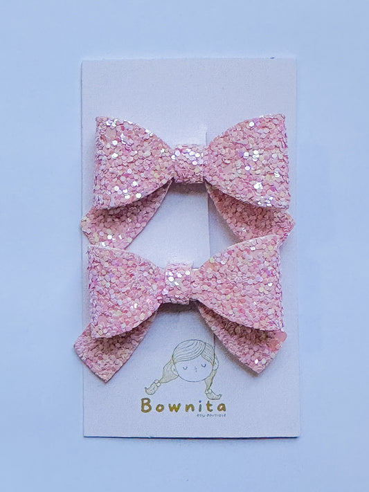 Pink Glitter Mini Bow Set