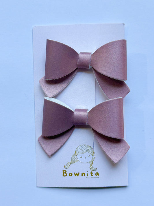 Mauve Pink Shine Mini Bow Set